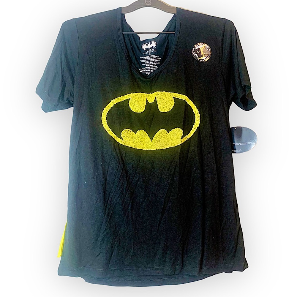 Juniors Batman Tee | Interchangeable Capes | Black & Yellow | Size L 11/13 | NWT